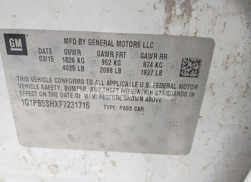 Photo 9 of 2015 Chevrolet Cruze LS MANUAL (VIN 1G1PB5SHXF7231716)