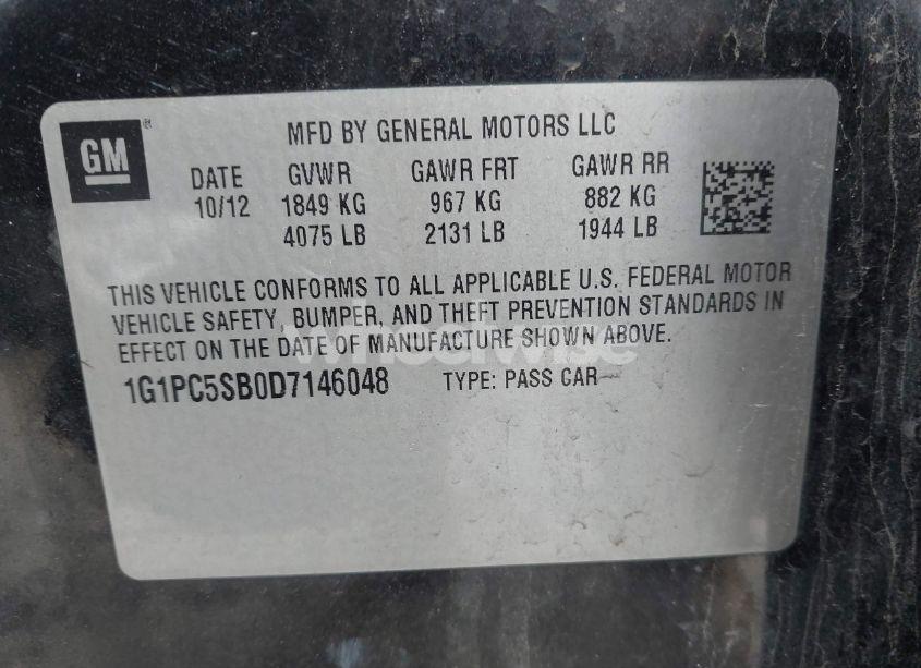 Photo 9 of 2013 Chevrolet Cruze 1LT AUTO (VIN 1G1PC5SB0D7146048)