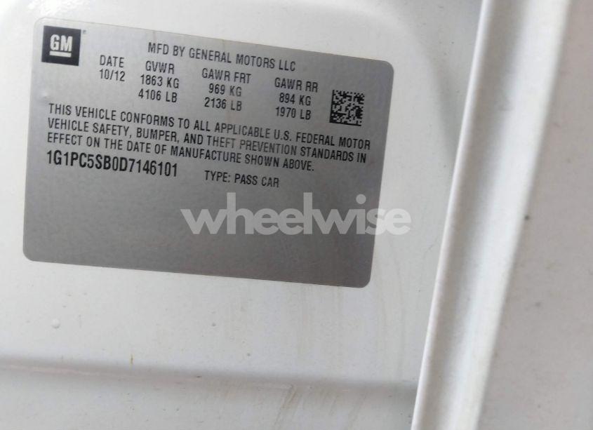 Photo 9 of 2013 Chevrolet Cruze 1LT AUTO (VIN 1G1PC5SB0D7146101)