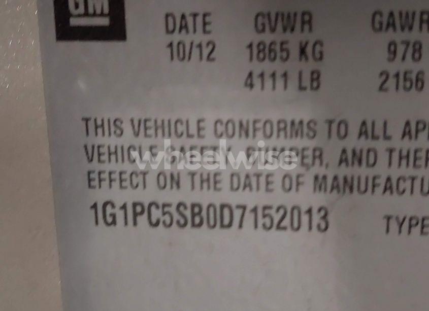 Photo 9 of 2013 Chevrolet Cruze 1LT AUTO (VIN 1G1PC5SB0D7152013)