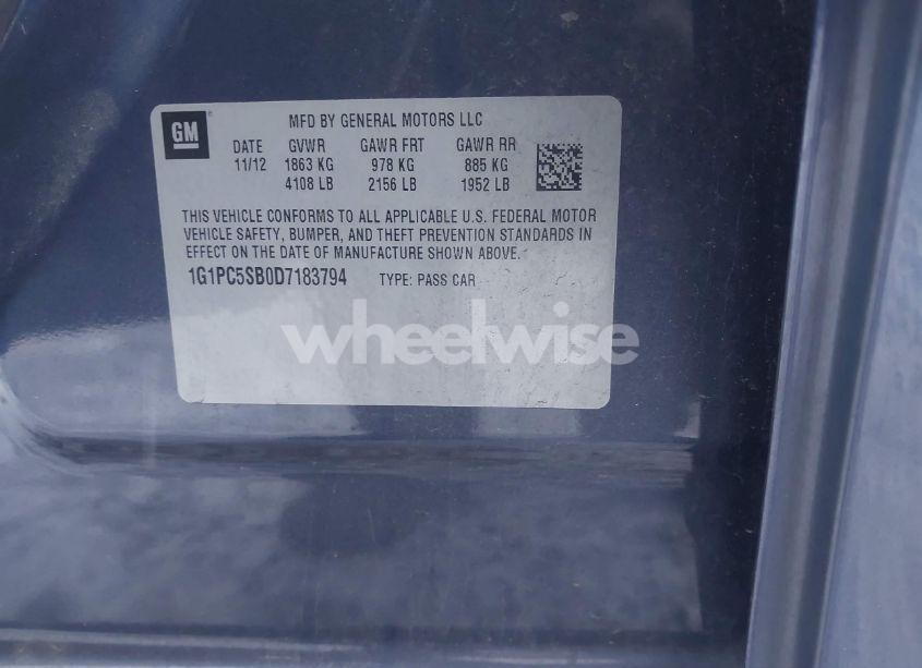 Photo 9 of 2013 Chevrolet Cruze 1LT AUTO (VIN 1G1PC5SB0D7183794)