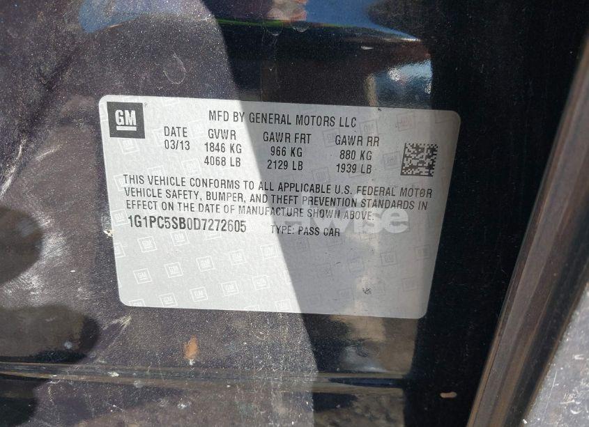 Photo 9 of 2013 Chevrolet Cruze 1LT AUTO (VIN 1G1PC5SB0D7272605)