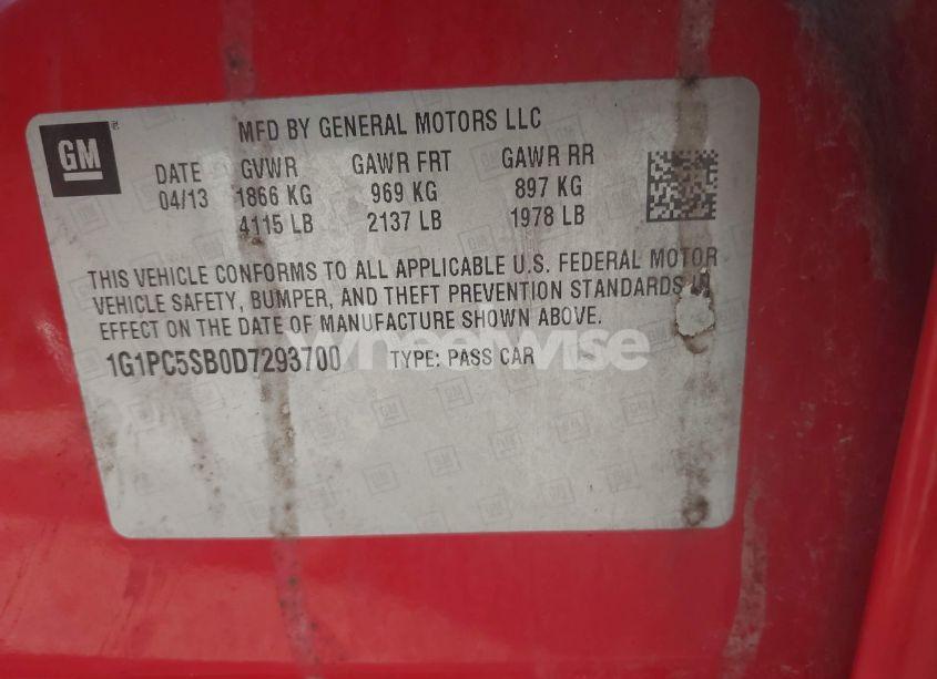 Photo 9 of 2013 Chevrolet Cruze 1LT AUTO (VIN 1G1PC5SB0D7293700)