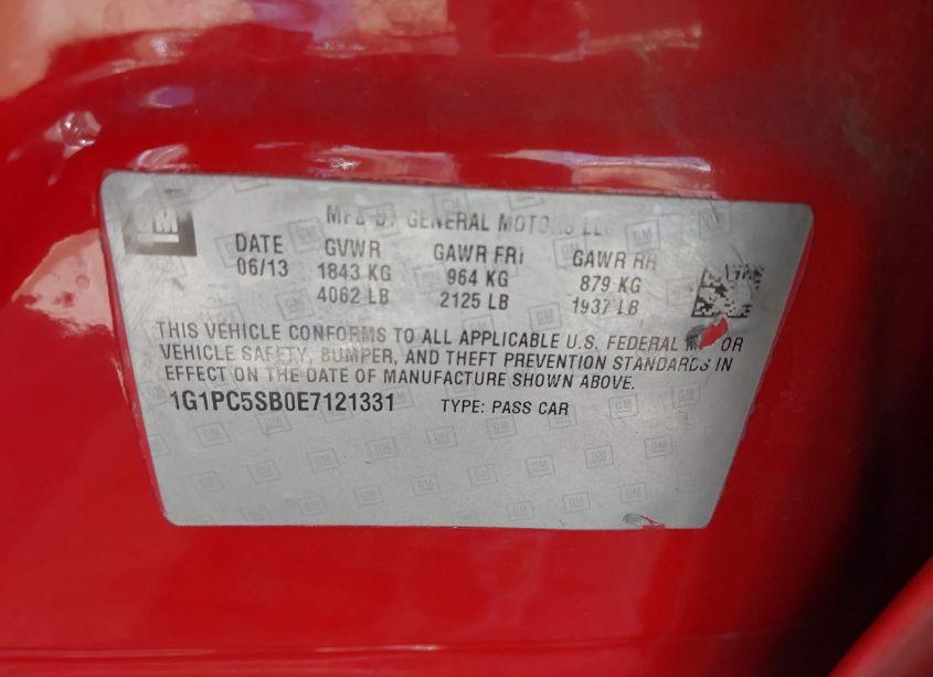 Photo 9 of 2014 Chevrolet Cruze 1LT AUTO (VIN 1G1PC5SB0E7121331)