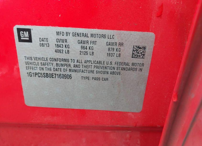 Photo 9 of 2014 Chevrolet Cruze 1LT AUTO (VIN 1G1PC5SB0E7160906)