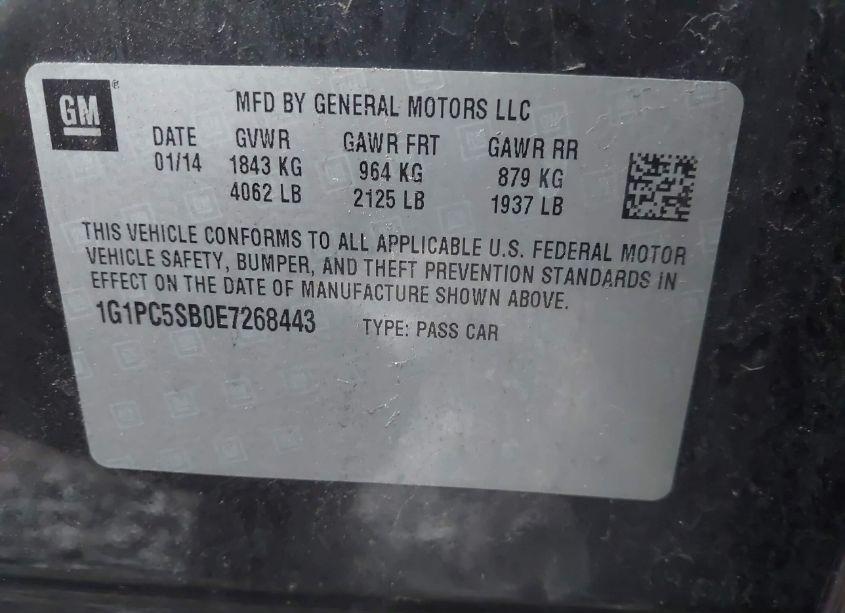 Photo 9 of 2014 Chevrolet Cruze 1LT AUTO (VIN 1G1PC5SB0E7268443)