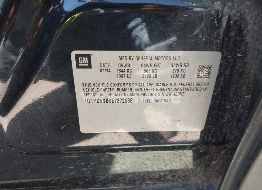 Photo 9 of 2014 Chevrolet Cruze 1LT AUTO (VIN 1G1PC5SB0E7272668)