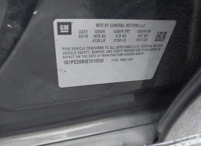 Photo 9 of 2014 Chevrolet Cruze 1LT AUTO (VIN 1G1PC5SB0E7310500)