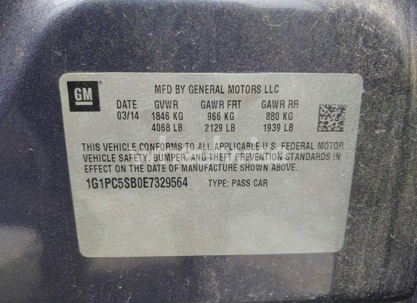 Photo 9 of 2014 Chevrolet Cruze 1LT AUTO (VIN 1G1PC5SB0E7329564)