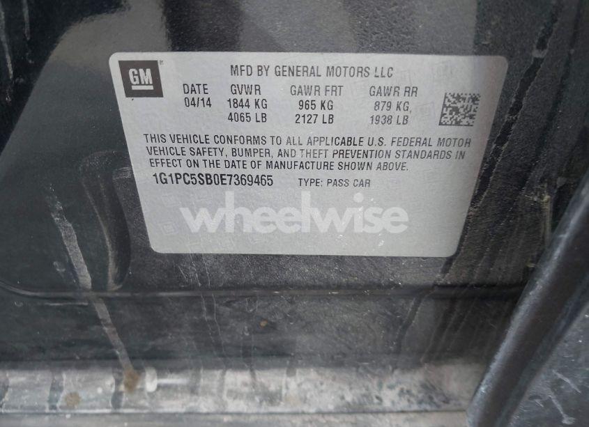 Photo 9 of 2014 Chevrolet Cruze 1LT AUTO (VIN 1G1PC5SB0E7369465)