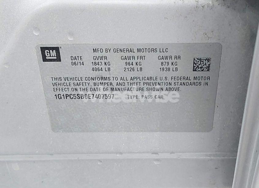 Photo 9 of 2014 Chevrolet Cruze 1LT AUTO (VIN 1G1PC5SB0E7407597)