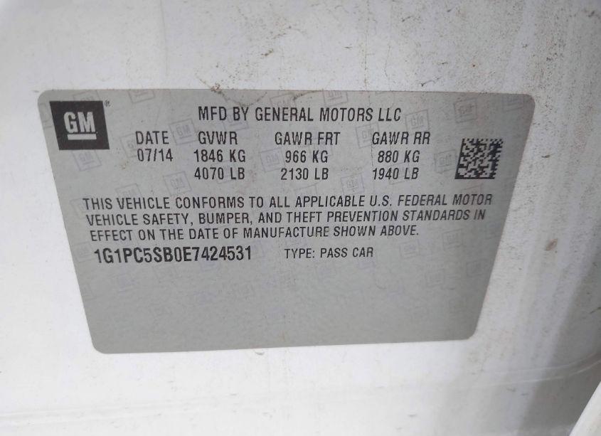 Photo 9 of 2014 Chevrolet Cruze 1LT AUTO (VIN 1G1PC5SB0E7424531)