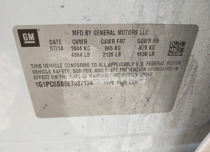 Photo 9 of 2014 Chevrolet Cruze 1LT AUTO (VIN 1G1PC5SB0E7437134)