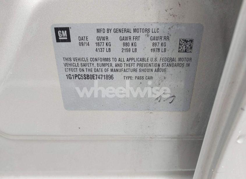 Photo 9 of 2014 Chevrolet Cruze 1LT AUTO (VIN 1G1PC5SB0E7471896)