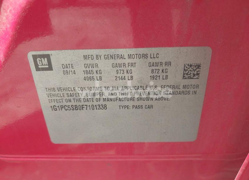 Photo 9 of 2015 Chevrolet Cruze 1LT AUTO (VIN 1G1PC5SB0F7101338)