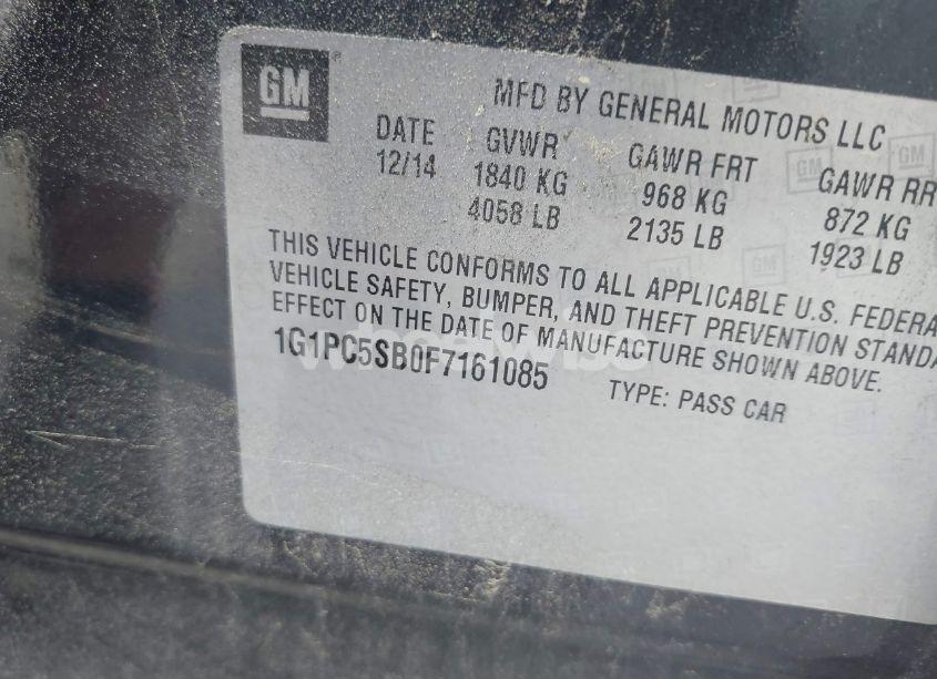 Photo 9 of 2015 Chevrolet Cruze 1LT AUTO (VIN 1G1PC5SB0F7161085)