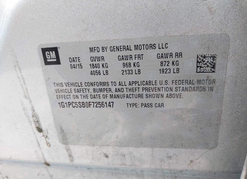 Photo 9 of 2015 Chevrolet Cruze 1LT AUTO (VIN 1G1PC5SB0F7256147)