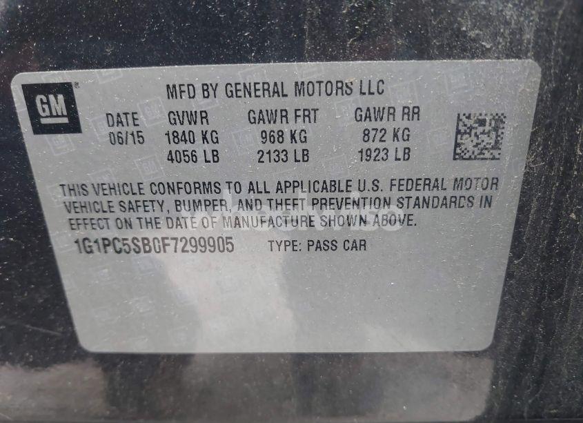 Photo 9 of 2015 Chevrolet Cruze 1LT AUTO (VIN 1G1PC5SB0F7299905)