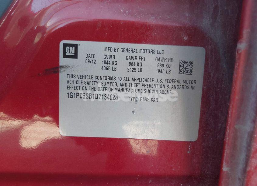 Photo 9 of 2013 Chevrolet Cruze 1LT AUTO (VIN 1G1PC5SB1D7134023)