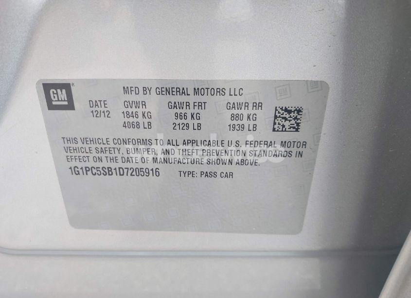 Photo 9 of 2013 Chevrolet Cruze 1LT AUTO (VIN 1G1PC5SB1D7205916)