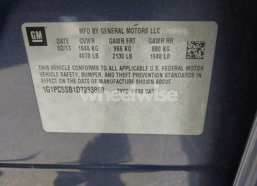 Photo 9 of 2013 Chevrolet Cruze 1LT AUTO (VIN 1G1PC5SB1D7233800)