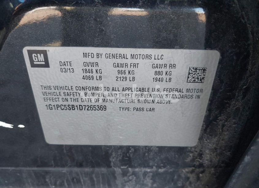 Photo 9 of 2013 Chevrolet Cruze 1LT AUTO (VIN 1G1PC5SB1D7265369)