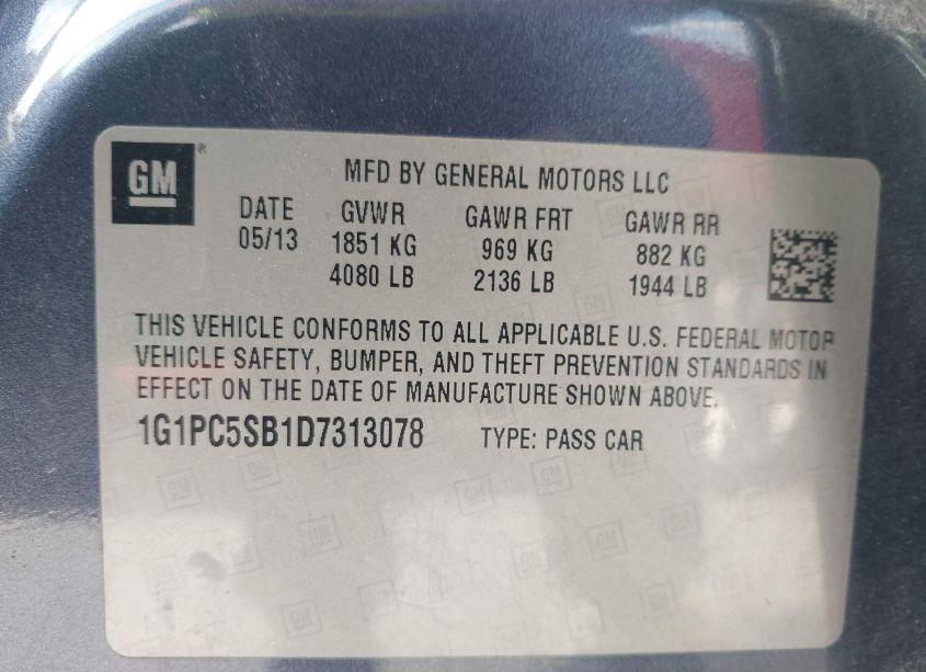 Photo 9 of 2013 Chevrolet Cruze 1LT AUTO (VIN 1G1PC5SB1D7313078)