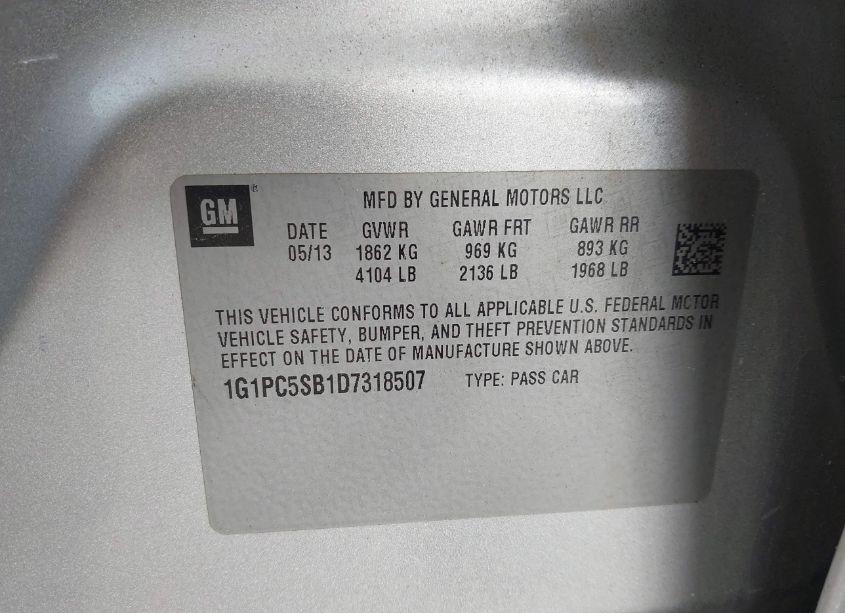 Photo 9 of 2013 Chevrolet Cruze 1LT AUTO (VIN 1G1PC5SB1D7318507)