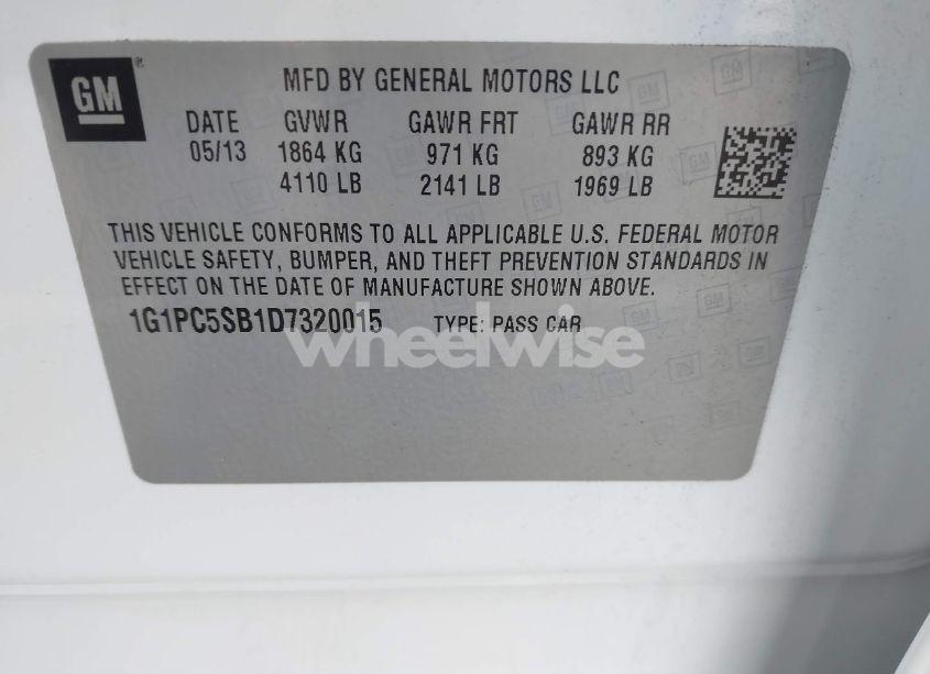 Photo 9 of 2013 Chevrolet Cruze 1LT AUTO (VIN 1G1PC5SB1D7320015)