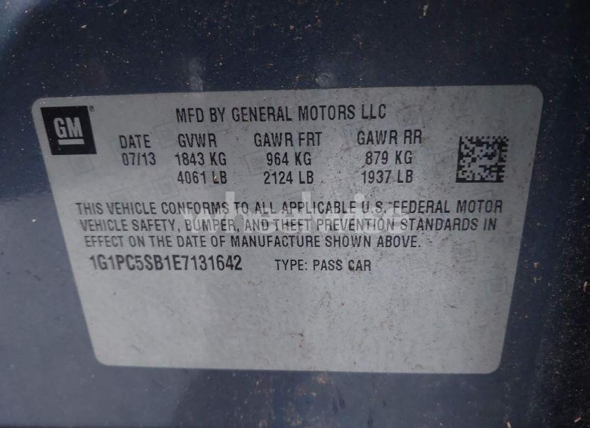 Photo 9 of 2014 Chevrolet Cruze 1LT AUTO (VIN 1G1PC5SB1E7131642)