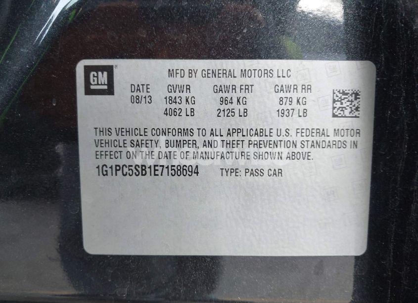 Photo 9 of 2014 Chevrolet Cruze 1LT AUTO (VIN 1G1PC5SB1E7158694)