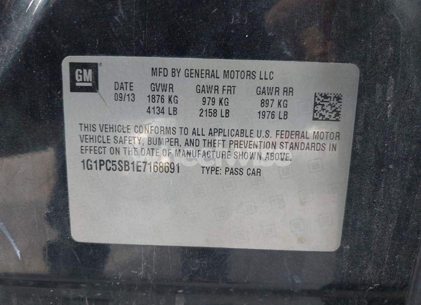 Photo 9 of 2014 Chevrolet Cruze 1LT AUTO (VIN 1G1PC5SB1E7168691)