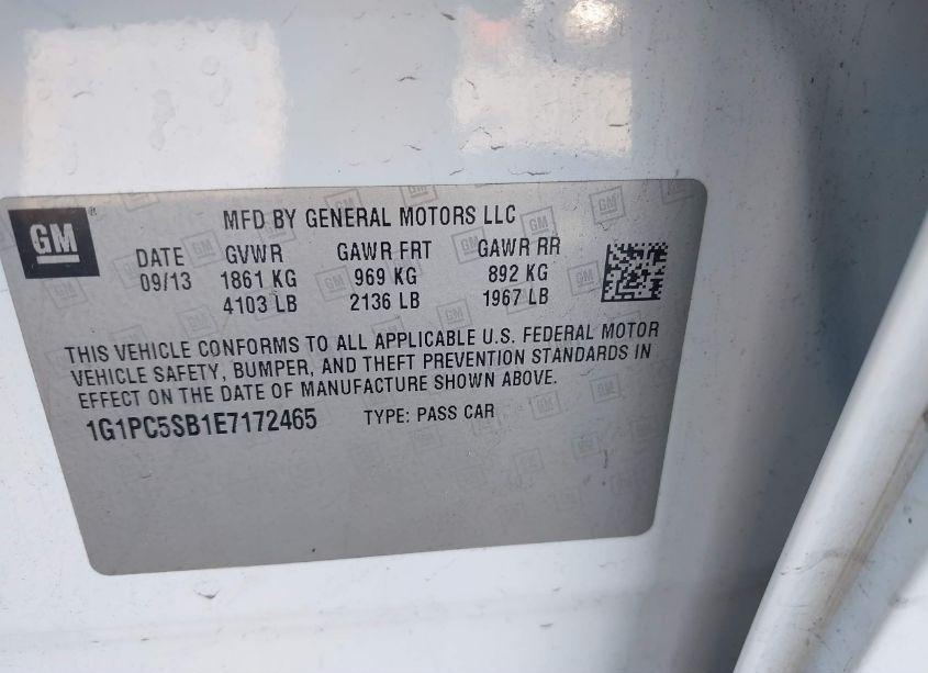 Photo 9 of 2014 Chevrolet Cruze 1LT AUTO (VIN 1G1PC5SB1E7172465)