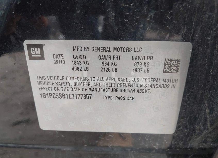 Photo 9 of 2014 Chevrolet Cruze 1LT AUTO (VIN 1G1PC5SB1E7177357)