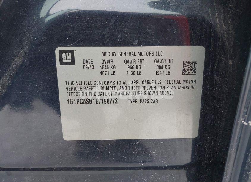 Photo 9 of 2014 Chevrolet Cruze 1LT AUTO (VIN 1G1PC5SB1E7190772)