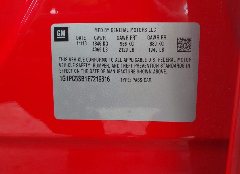 Photo 9 of 2014 Chevrolet Cruze 1LT AUTO (VIN 1G1PC5SB1E7219316)