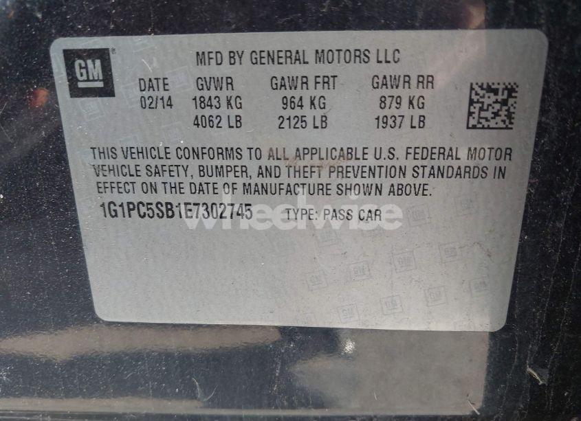 Photo 9 of 2014 Chevrolet Cruze 1LT AUTO (VIN 1G1PC5SB1E7302745)