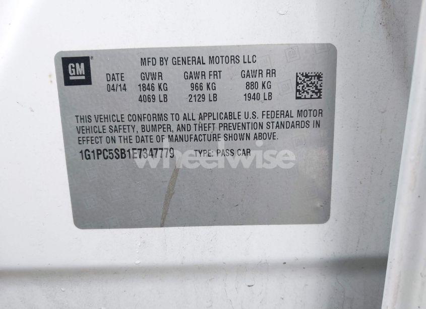 Photo 9 of 2014 Chevrolet Cruze 1LT AUTO (VIN 1G1PC5SB1E7347779)