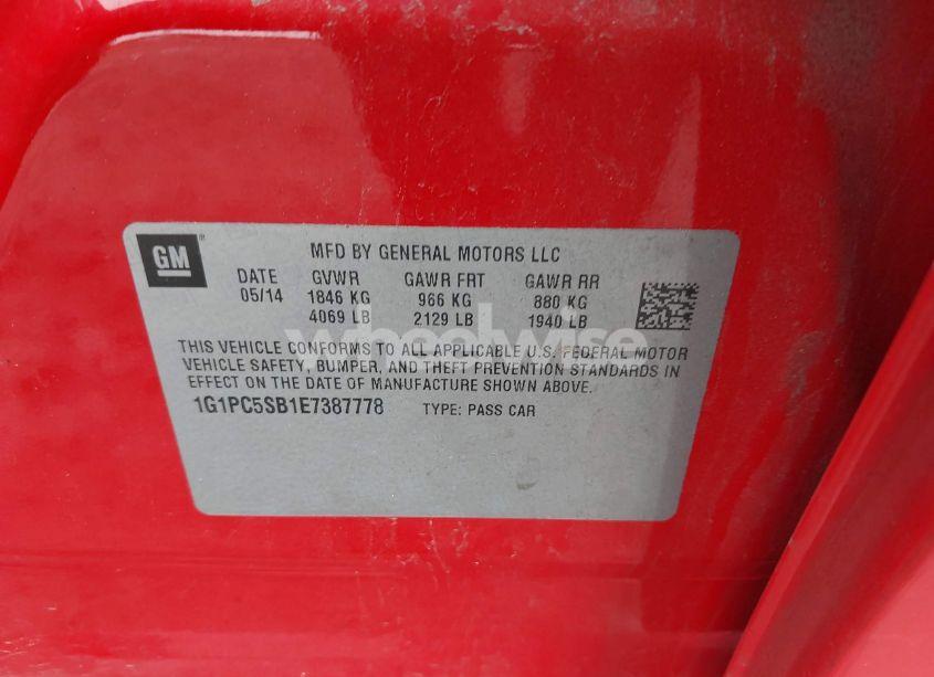 Photo 9 of 2014 Chevrolet Cruze 1LT AUTO (VIN 1G1PC5SB1E7387778)