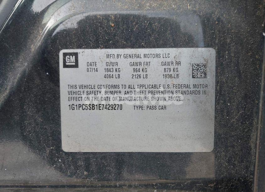 Photo 9 of 2014 Chevrolet Cruze 1LT AUTO (VIN 1G1PC5SB1E7429270)