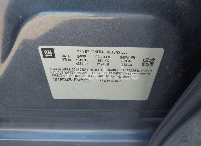 Photo 9 of 2014 Chevrolet Cruze 1LT AUTO (VIN 1G1PC5SB1E7429558)