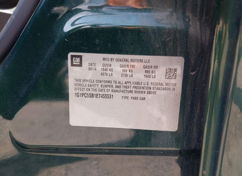 Photo 9 of 2014 Chevrolet Cruze 1LT AUTO (VIN 1G1PC5SB1E7455531)