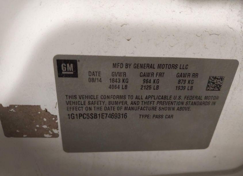 Photo 9 of 2014 Chevrolet Cruze 1LT AUTO (VIN 1G1PC5SB1E7469316)