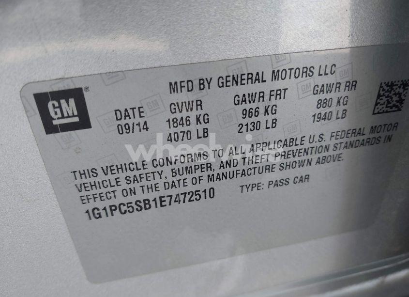 Photo 9 of 2014 Chevrolet Cruze 1LT AUTO (VIN 1G1PC5SB1E7472510)