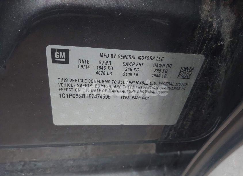 Photo 9 of 2014 Chevrolet Cruze 1LT AUTO (VIN 1G1PC5SB1E7474595)