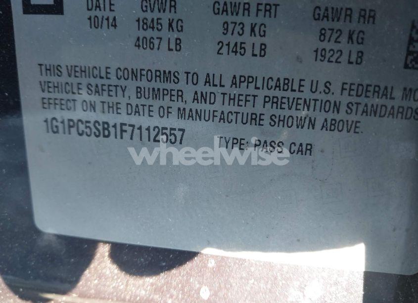 Photo 9 of 2015 Chevrolet Cruze 1LT AUTO (VIN 1G1PC5SB1F7112557)