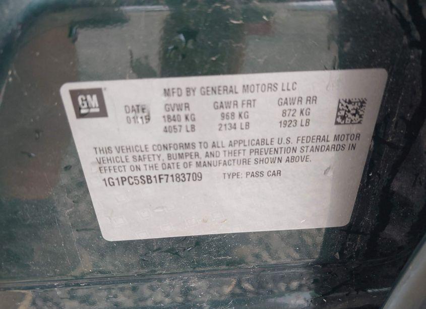 Photo 9 of 2015 Chevrolet Cruze 1LT AUTO (VIN 1G1PC5SB1F7183709)