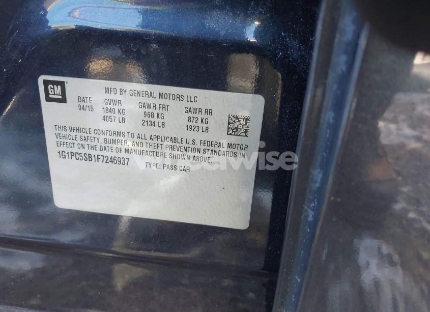 Photo 9 of 2015 Chevrolet Cruze 1LT AUTO (VIN 1G1PC5SB1F7246937)