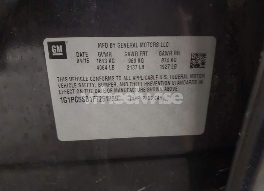 Photo 9 of 2015 Chevrolet Cruze 1LT AUTO (VIN 1G1PC5SB1F7251359)