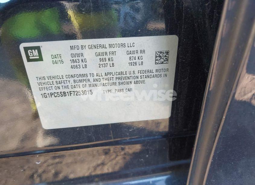 Photo 9 of 2015 Chevrolet Cruze 1LT AUTO (VIN 1G1PC5SB1F7253015)